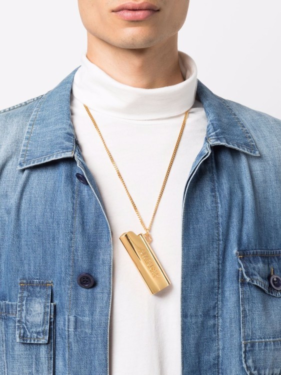 Shop Ambush Gold Logo-engraved Lighter Necklace In Neutrals
