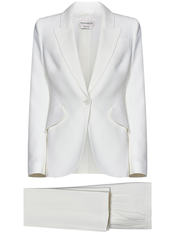Alexander Mcqueen Ivory Thin Crepe Suit In Neutral