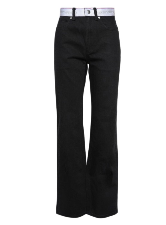 ALEXANDER WANG LOGO WEBBING MID RISE RELAXED STRAIGHT JEAN,4DC1234392