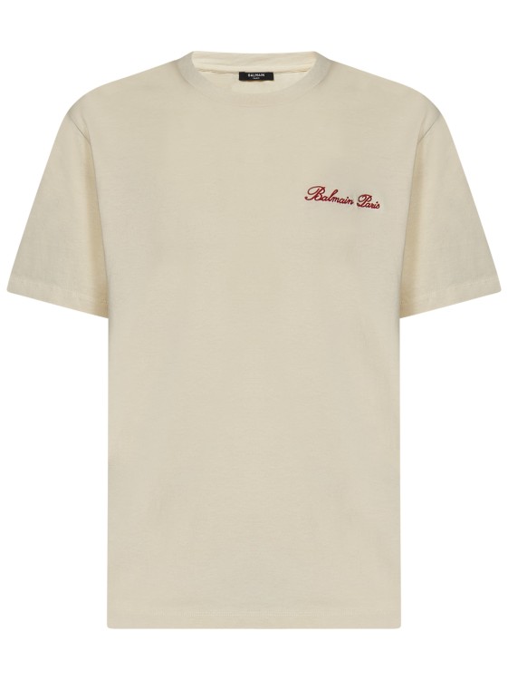 Balmain Loose-fit Cream Cotton Jersey T-shirt In Neutral