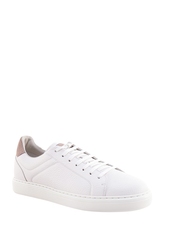 Shop Brunello Cucinelli Leather Sneakers With Suede Details In White
