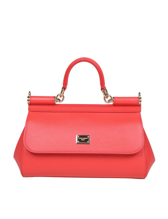 Dolce & Gabbana Small Sicily Bag In Coral Dauphine Leather In Red
