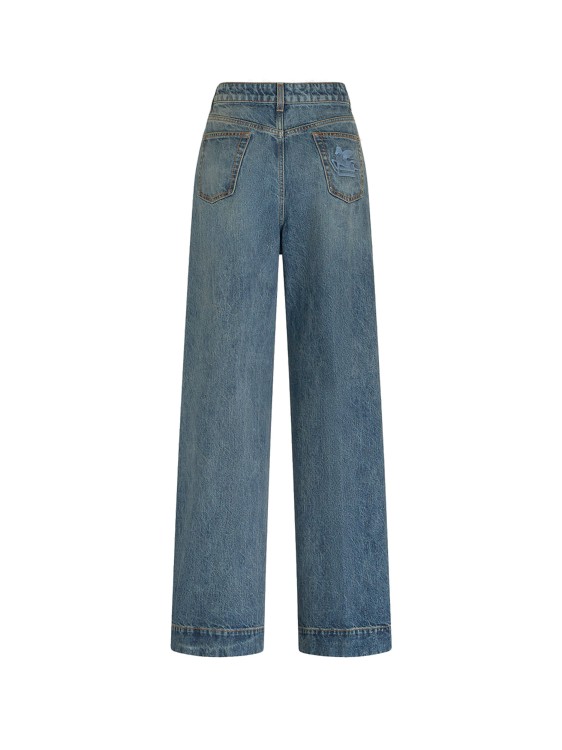 Shop Etro Blue Flared Jeans With Iconic Embroidery