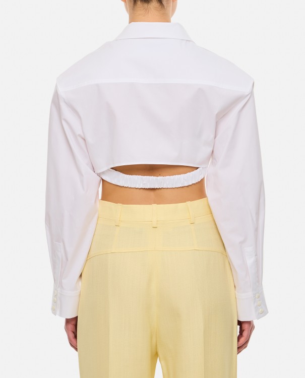 Shop Jacquemus Long Sleeve Cropped Shirt In Neutrals