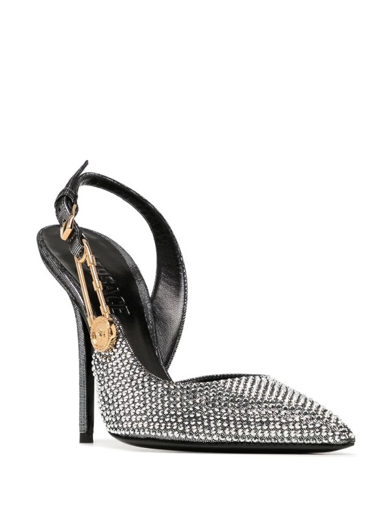 Shop Versace Safety Pin 120mm Pumps In Grey