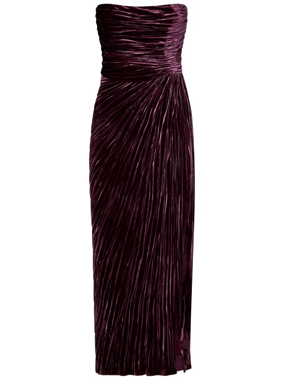 Shop Maria Lucia Hohan Purple Strapless Velvet Midi Dress