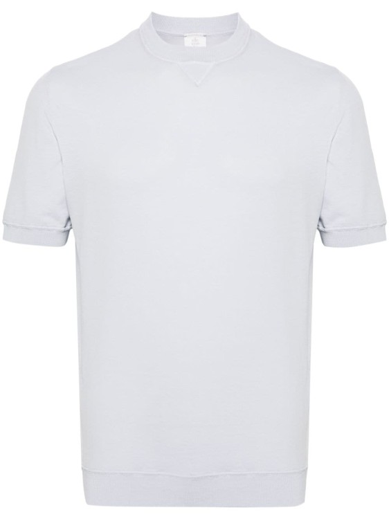 Shop Eleventy Light Blue Short Sleeve T-shirt In White