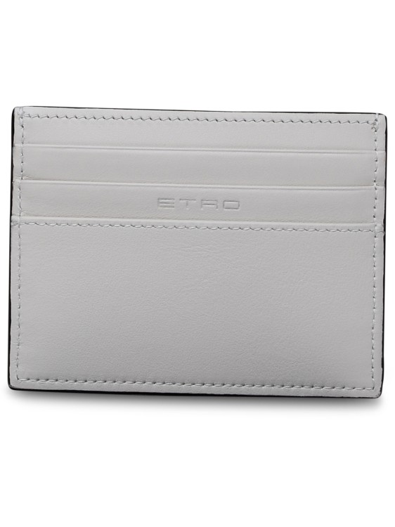 Shop Etro Ivory Leather Cardholder In Grey