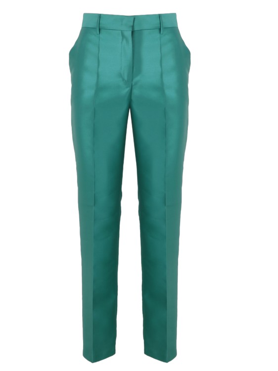 Shop Alberta Ferretti Mikado Trousers In Green