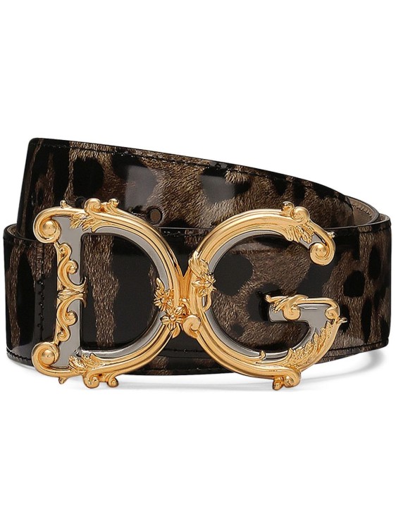 Dolce & Gabbana Logo-plaque Leopard-print Belt In Black