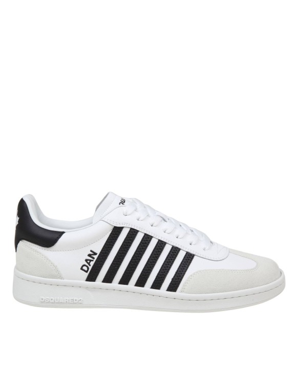 Shop Dsquared2 White/black Leather Boxer Sneakers