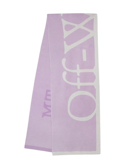 Shop Off-white Logo Pixel Scarf - Wool - Purple/white