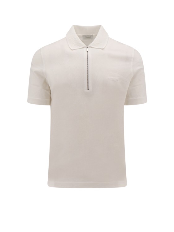 Shop Ferragamo Cotton Polo Shirt With Embroidered Logo In Grey