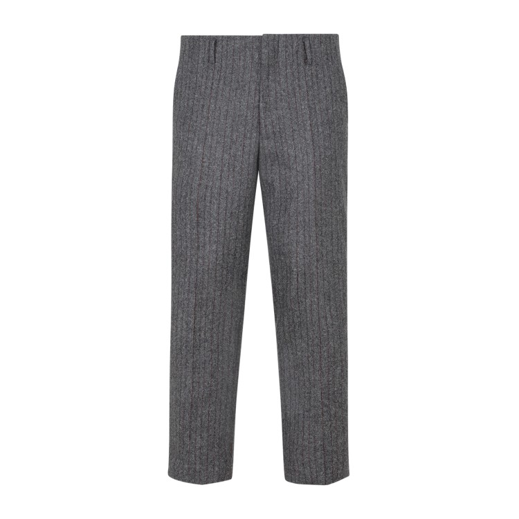 Dries Van Noten Wool Pinstriped Pants 4 Pockets In Grey