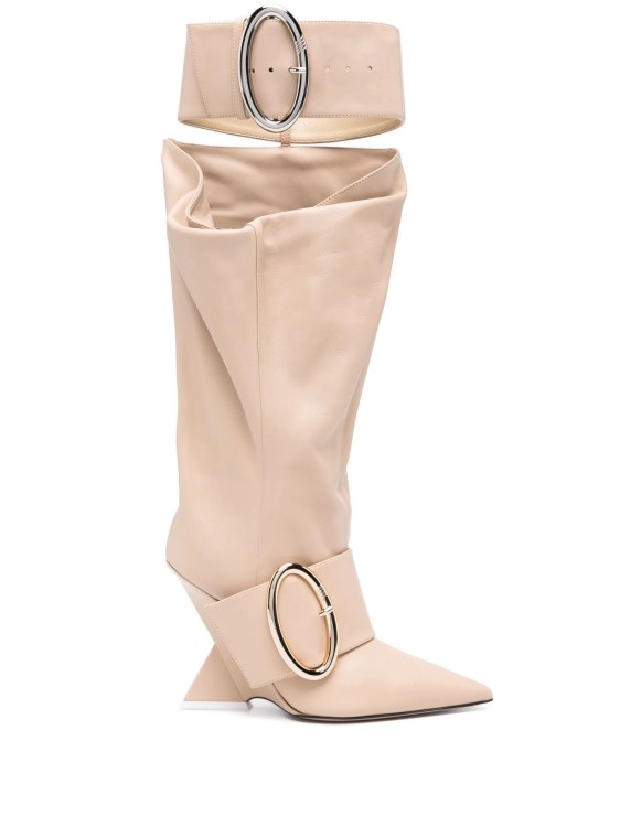 Attico Dada Slouchy 108mm Leather Boots In Neutrals