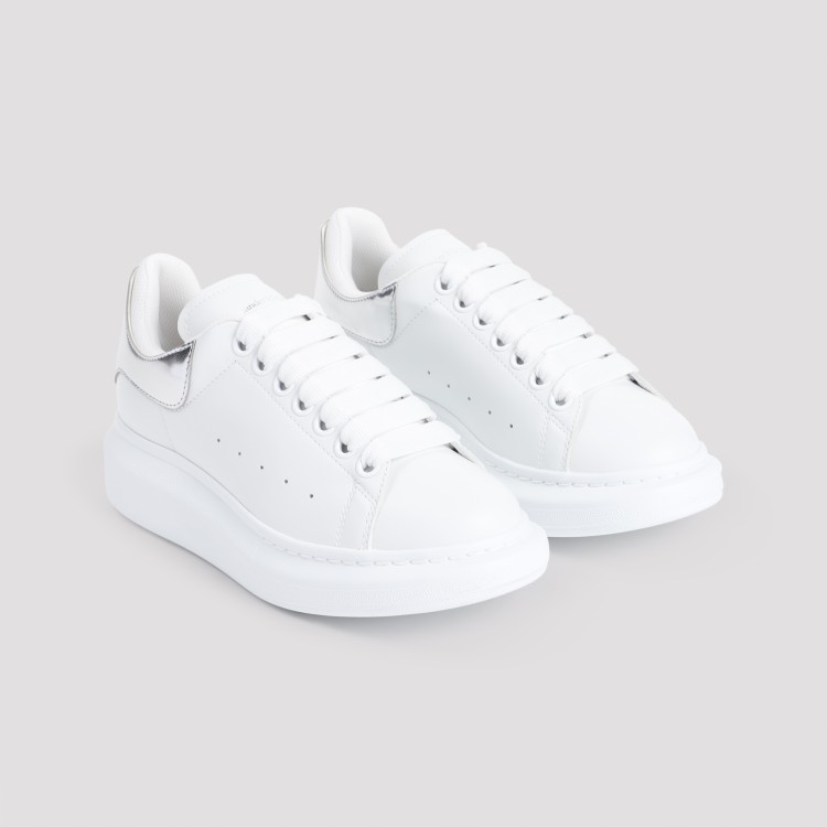 Alexander Mcqueen White Oversize Sneakers With Snake Print On The Heel In Leather Woman In White