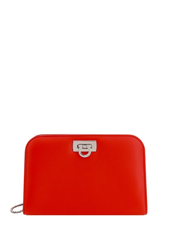 Ferragamo Leather Shoulder Bag With Iconic Gancini Detail In Red