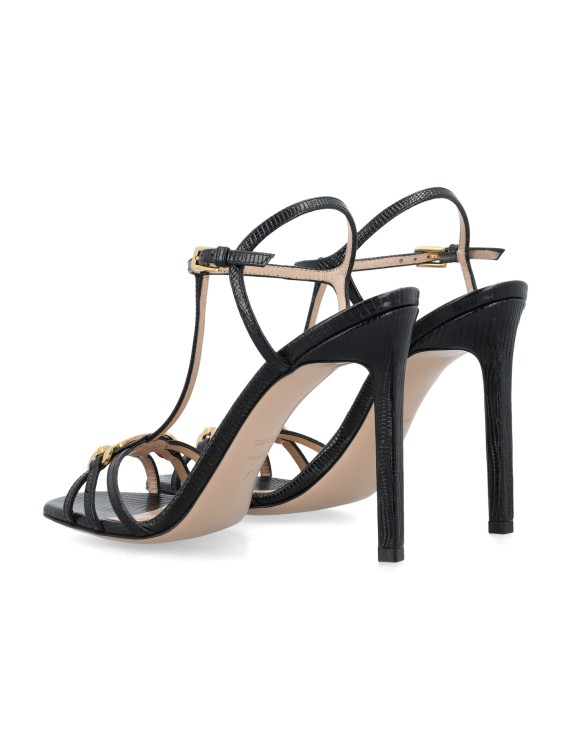 Tom Ford Embellished Lizard-effect Leather Sandals In Black