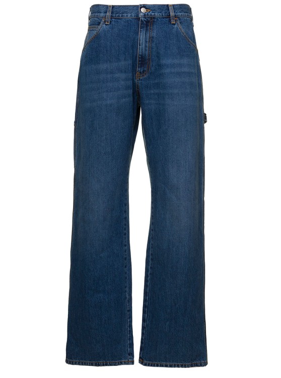 Shop Alexander Mcqueen Workwear' Blue Loose Jeans In Cotton Denim In Black