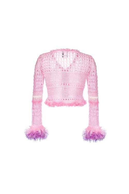 Shop Andreeva Baby Pink Handmade Knit Sweater