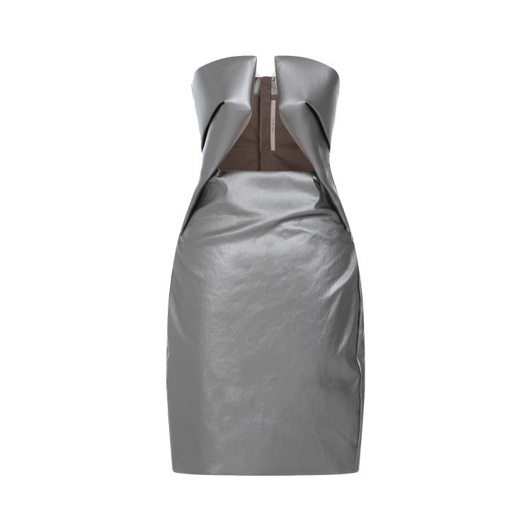 Rick Owens Prong Denim Gun Metal Cotton Mini Dress In Gray