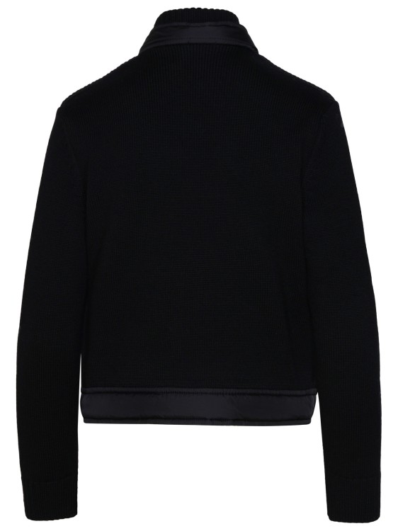 Shop Moncler Tricot Cardigan In Black Virgin Wool Blend