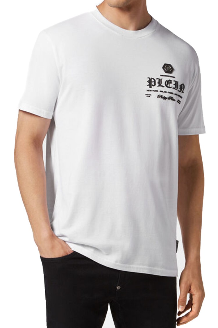 Shop Philipp Plein White Cotton T-shirt With Modern Design And Distinctive Logo Print