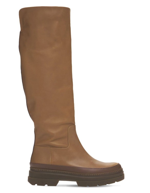 Max Mara Beryl Leather Boots In Brown