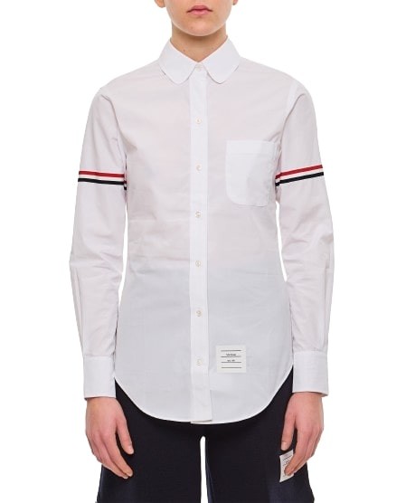 Shop Thom Browne Classic Round Collar Poplin Shirt In White