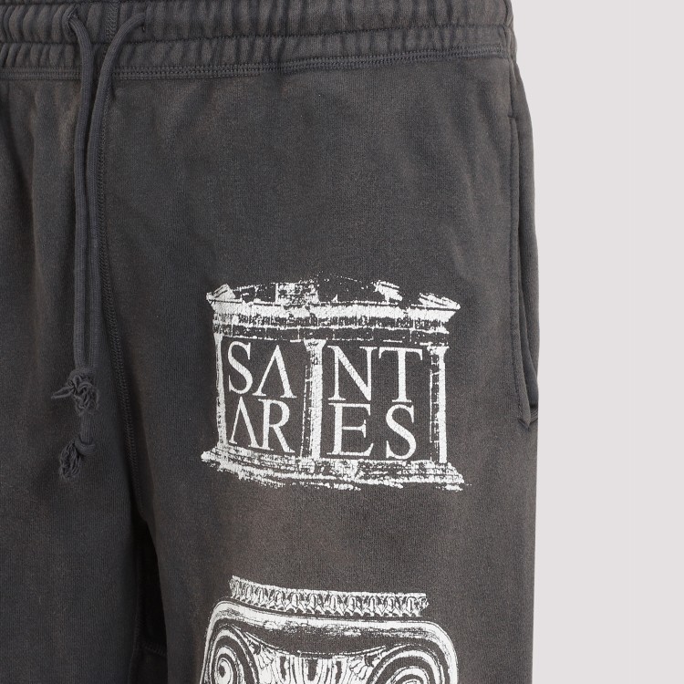 Shop Saint Mxxxxxx Black Cotton Logo-print Track Pants In Grey