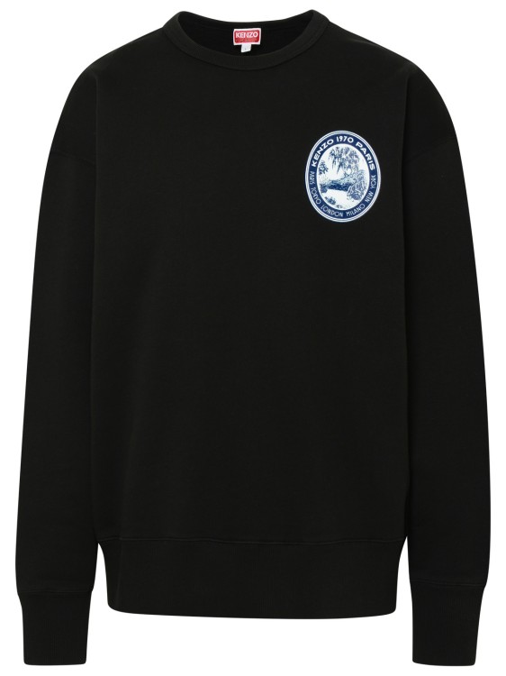 Kenzo Logo Cotton Jersey Sweatshirt In Black