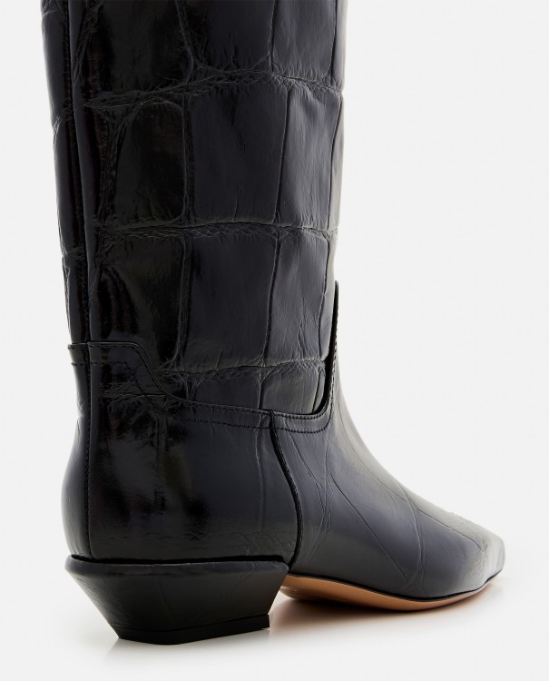 Paris Texas Embossed Croco Leather Bettina Boots In Black