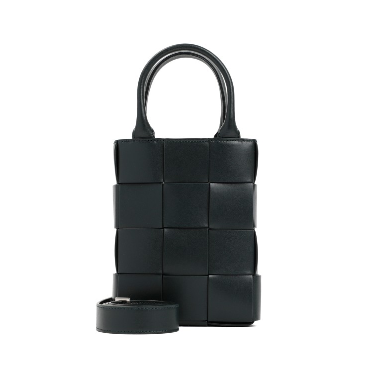 Shop Bottega Veneta Inkwell Mini Cassette North Shout Shoulder Bag In Black