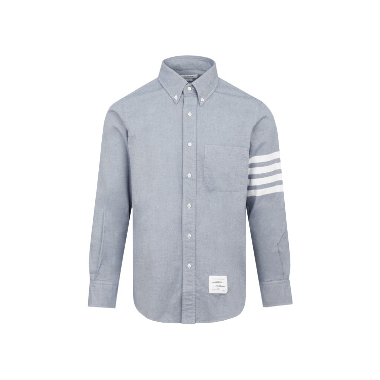 Shop Thom Browne Light Blue Straigth Fit Flannel Shirt