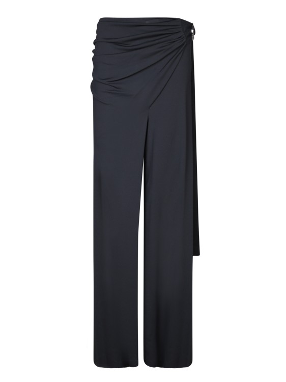 Shop Rabanne High-waisted Crepe Trousers In Blue