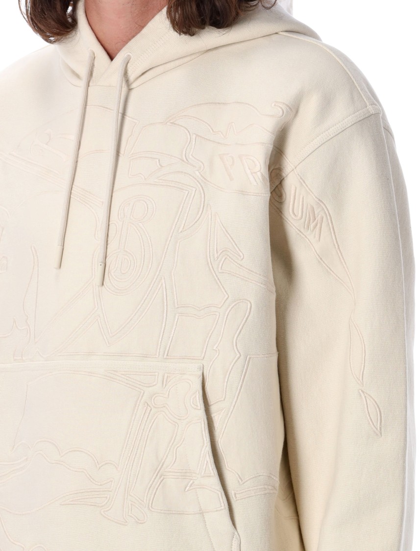 Shop Burberry Embroidered Logo Hoodie In Neutrals