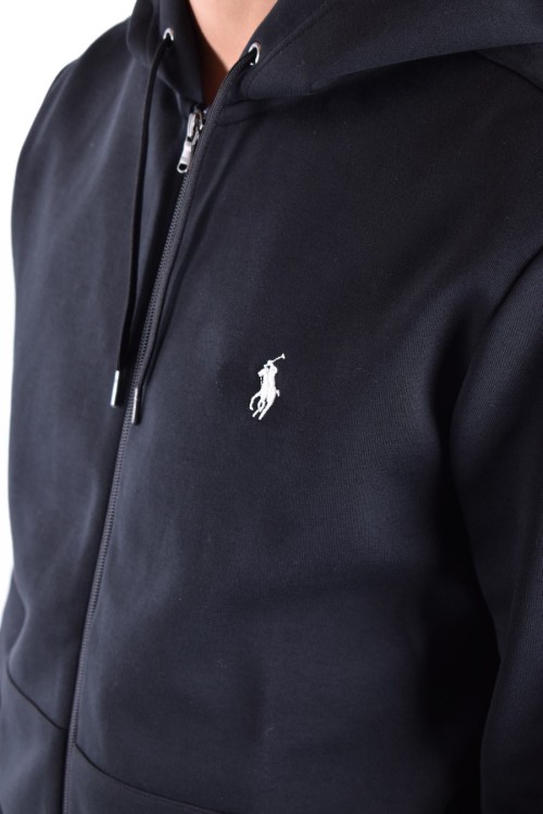 Polo Ralph Lauren Cotton Blend Sweatshirt With Logo Iconic Embroidery In Black