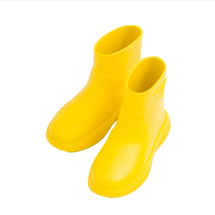 Shop Prada Logo Rubber Boots In Yellow