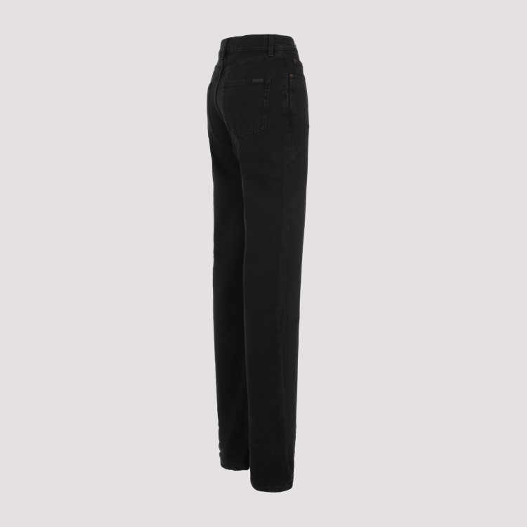 Shop Saint Laurent Plain Carbon Black Cotton Long Straight Oklahoma Pants