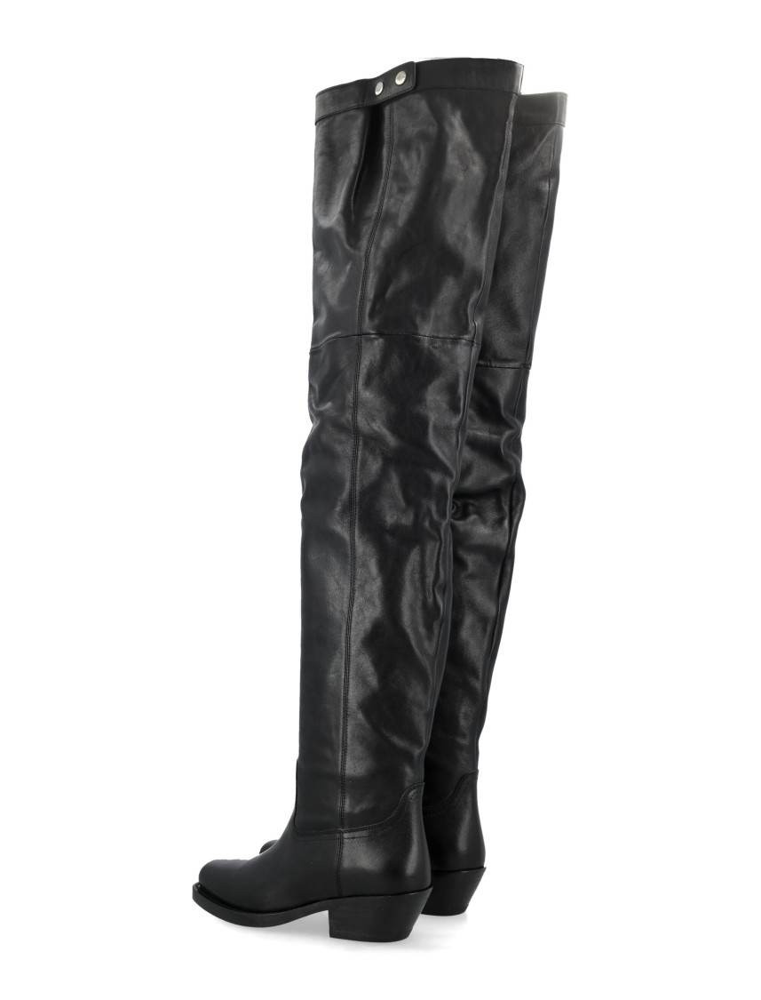 Isabel Marant 40mm Amati-gb Leather Knee High Boots In Black