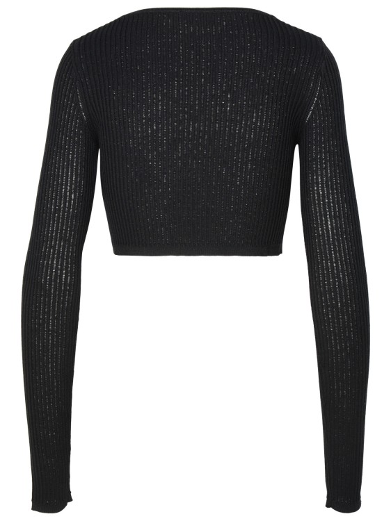 Shop Blumarine Crop Sweater In Black Viscose Blend