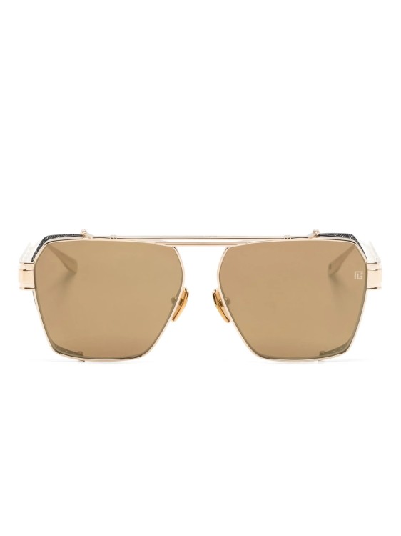 Balmain Pilot-frame Gold Sunglasses In Brown
