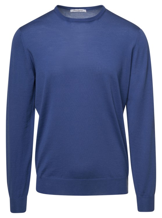 Gaudenzi Blue Crewneck Sweater With Long Sleeves In Wool