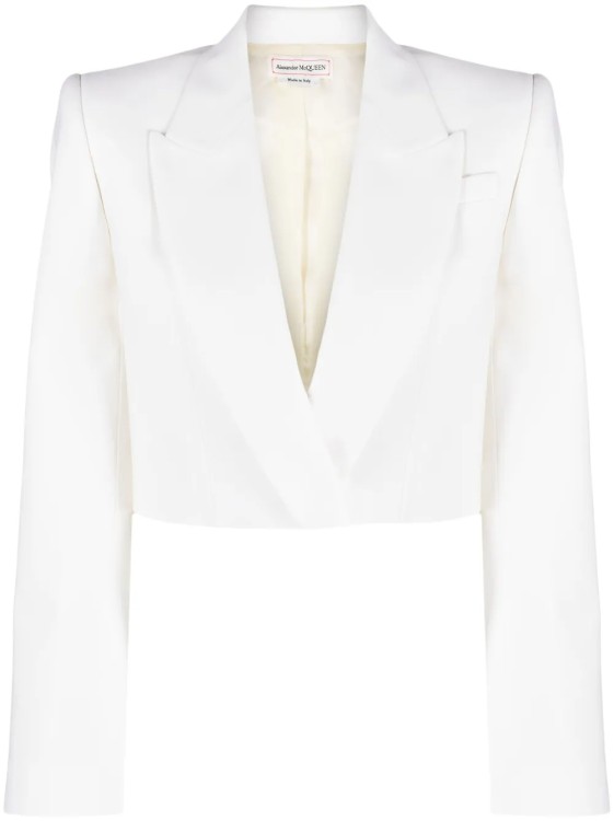 Alexander Mcqueen White Boxy Cropped Jacket