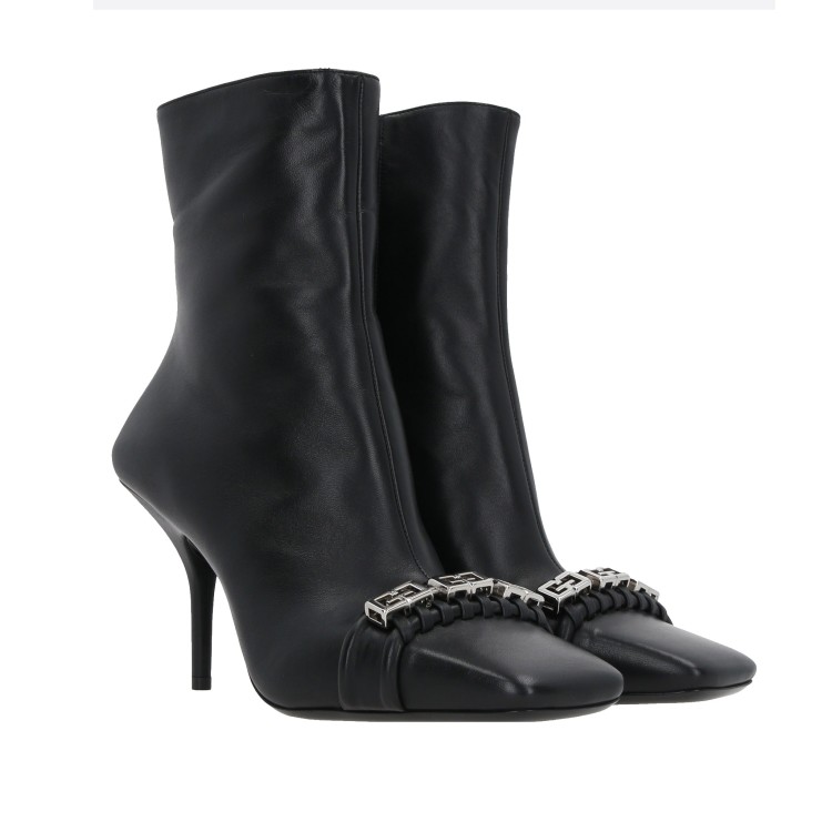 Shop Givenchy Black Leather Boots In Neutrals