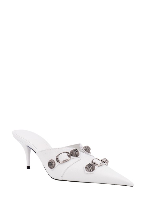 Shop Balenciaga Metal Details Leather Mule In White