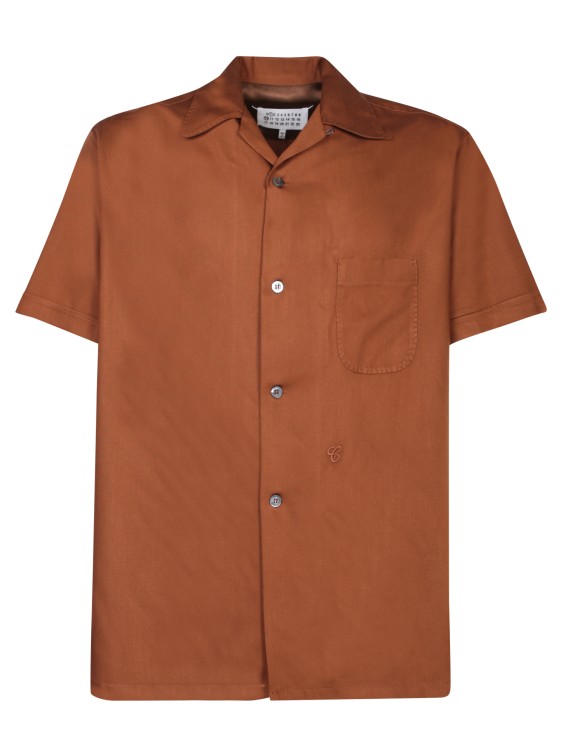 Shop Maison Margiela Orange Rayon Twill Shirts In Brown