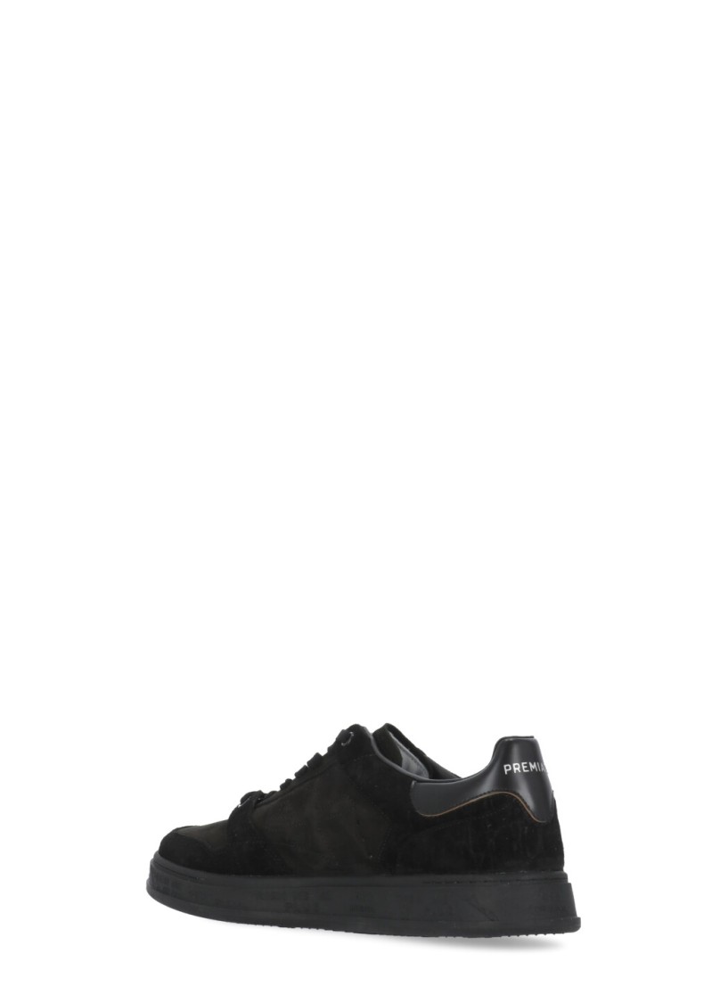 Shop Premiata Black Leather Sneakers