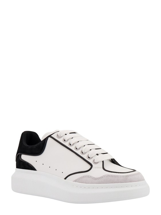 Shop Alexander Mcqueen Leather Sneakers With Contrasting Profiles In White