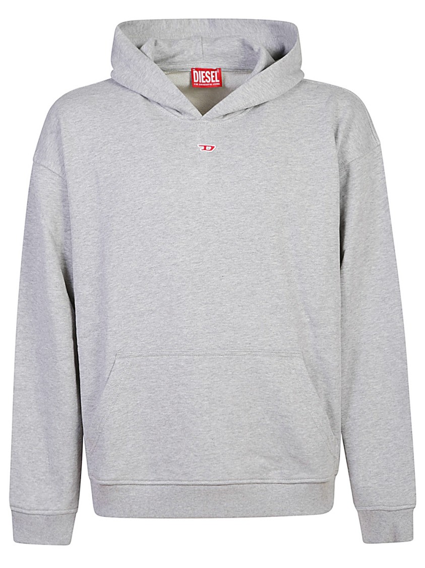 Shop Diesel Casual Cotton Hoodie With Ribbed Detailing And Front Pocket In Grey